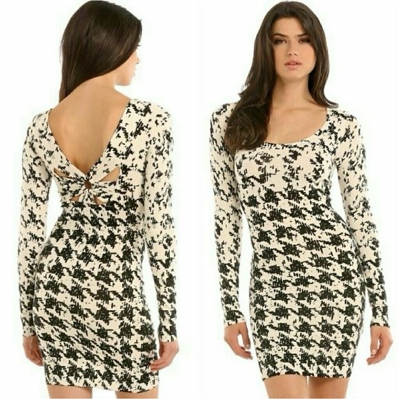 📚 GUESS black and white patterns long sleeve dress - Picture 3 of 5